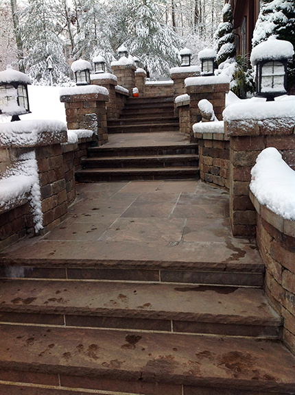 Heated paver steps and walkway. Heated paver steps and walkway.